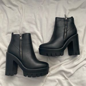 Chunky black booties
